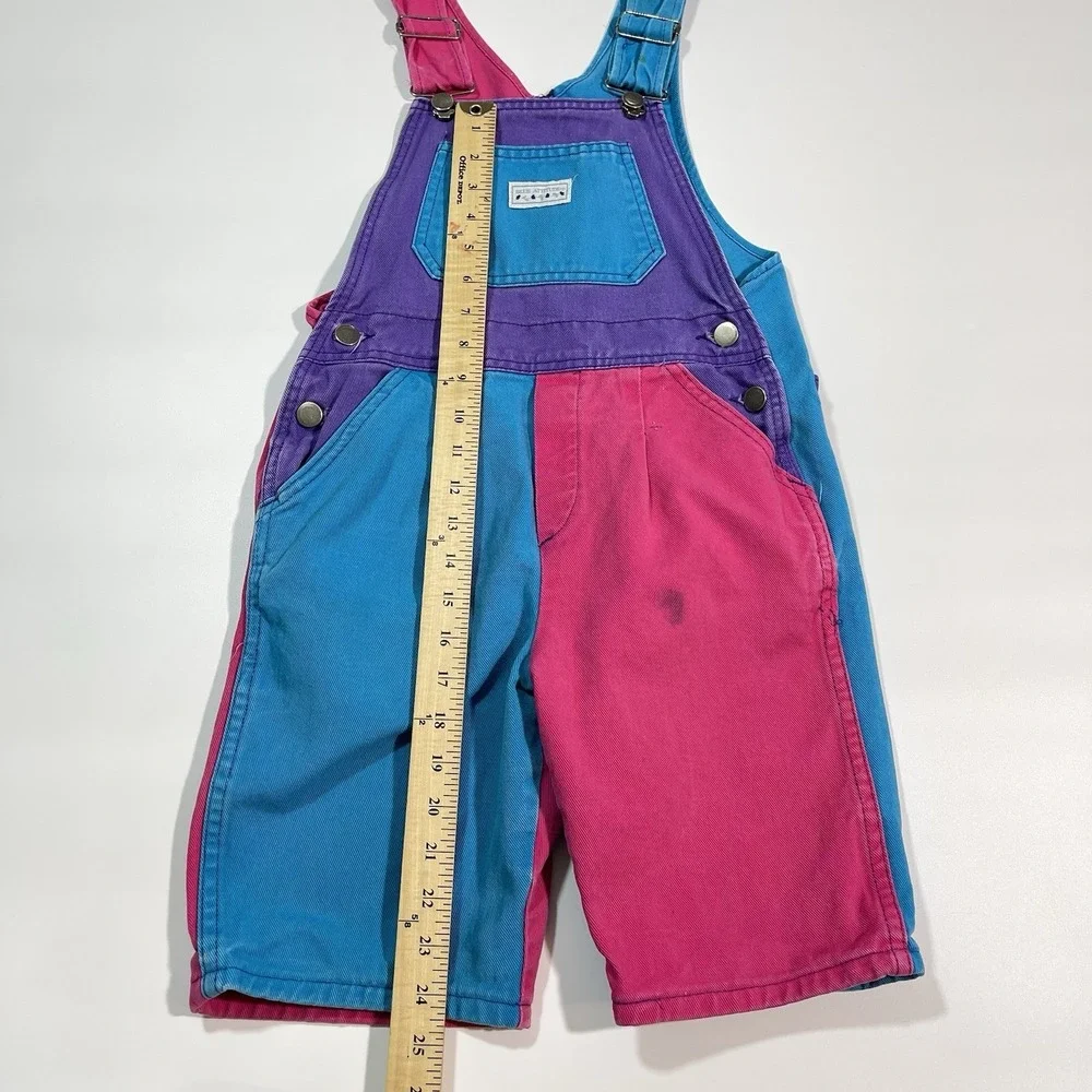 Vintage 90s Blue Attitude Multicolor Overalls Kids Size 10